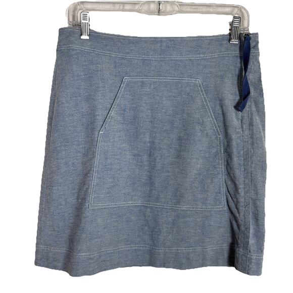 Chemins Blancs Sz 12 heavy chambray womens skirt side zip detail Stockholm Style - Picture 1 of 6